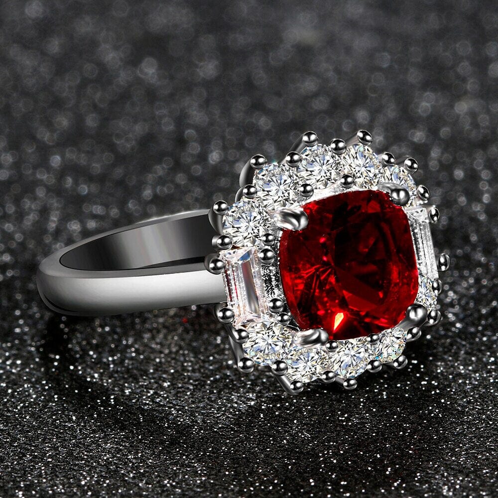 Charm Square Cut Ruby Silver RingRing