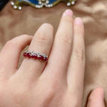 5 Pieces Natural Ruby 925 Sterling Silver RingRing
