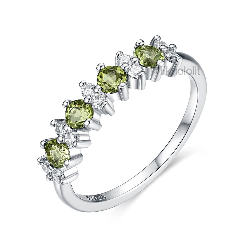 Peridot and Garnet Gemstones with Moissanite 925 Sterling Silver RingRingPeridot - 925 Sterling Silver5