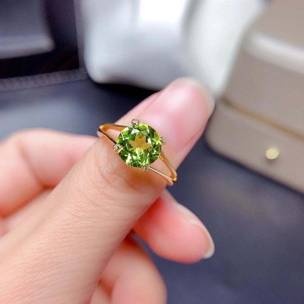2ct Solitaire Cut Peridot Gold Filled 925 Sterling Silver RingRing