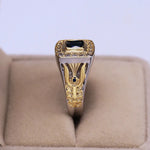Luxury 925 Ring for Men Natural 2 Carat Sapphire with Diamond Jewelry