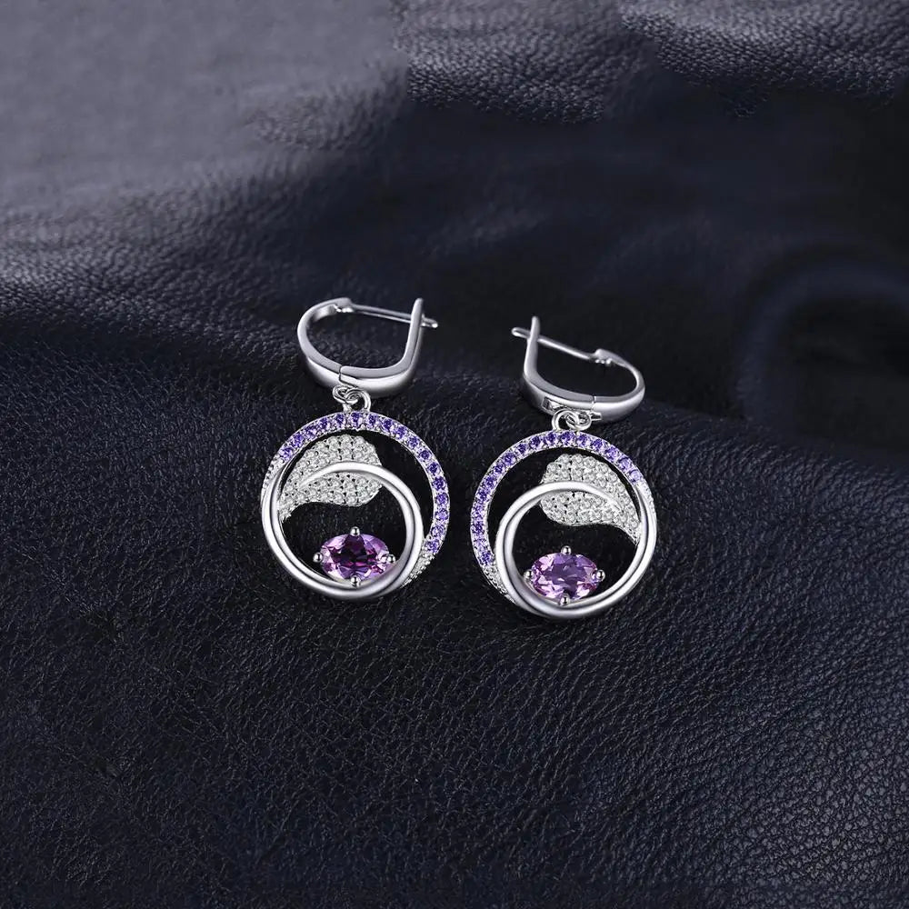 Leaf 1.2ct Alexandrite Sapphire 925 Sterling Silver Drop Earrings