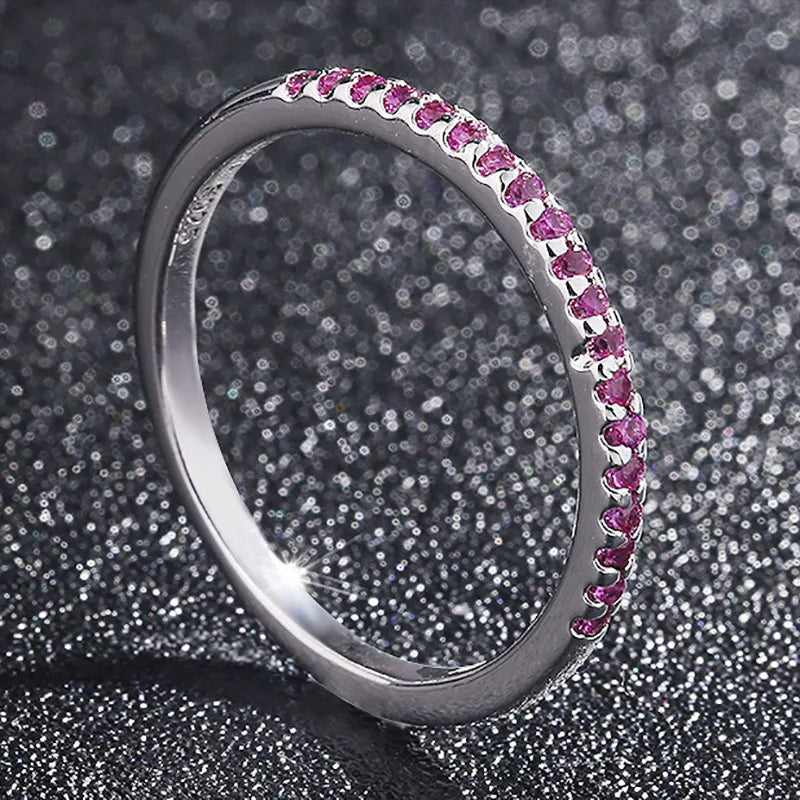 Sterling Silver Real Natural Sapphire Ring Engagement WeddingRed8