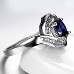 Classic 925 Silver Jewelry Ring Oval Sapphire Gemstones Finger Rings