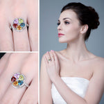 2.6ct Genuine Peridot, Blue Topaz, Amethyst, Citrine & Garnet Adjustable Cocktail 925 Sterling Silver RingRing