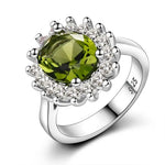 Luxury Peridot Flower Silver Ring for Women10Olive