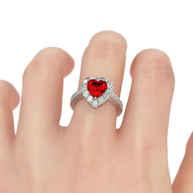 Garnet Zirconia Heart for Women Jewelry Ring