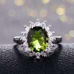 Luxury Peridot Flower Silver Ring for Women