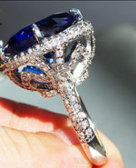 15*15mm Huge Princess Cut Sapphire Silver RingRing
