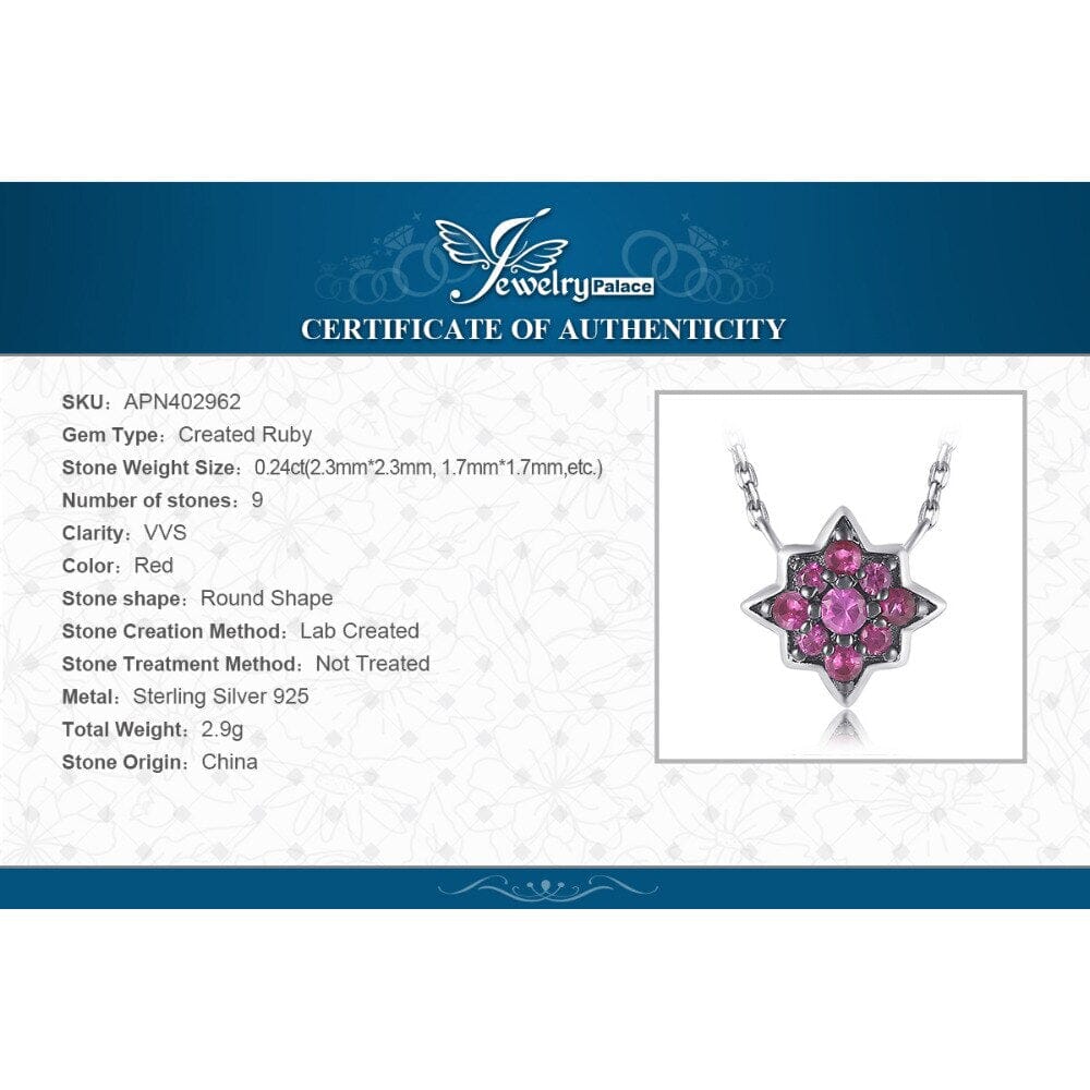 Flower Pink Ruby 925 Sterling Silver Pendant NecklaceNecklaces