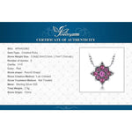 Flower Pink Ruby 925 Sterling Silver Pendant NecklaceNecklaces