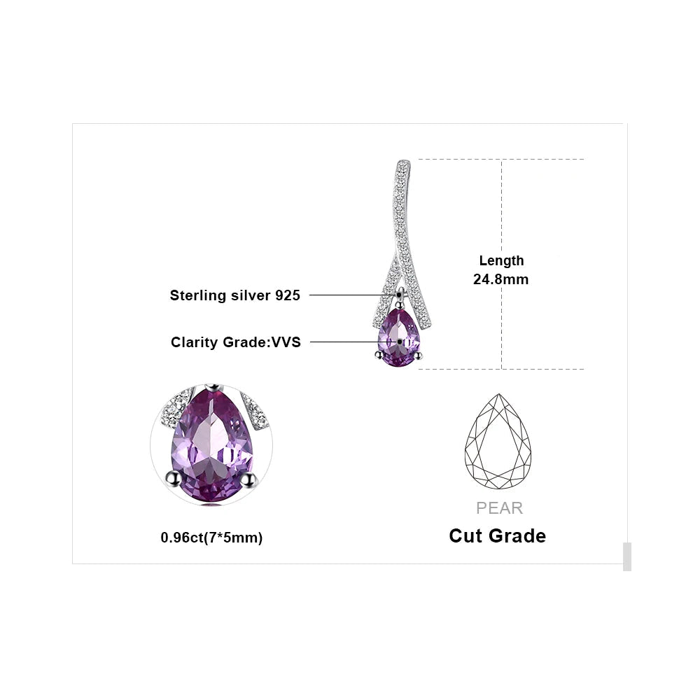 Water Drop Alexandrite Sapphire 925 Sterling Silver Pendant Necklace