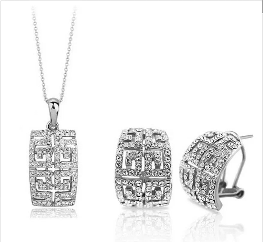 2025 New Design Austria Crystal Jewelry Set For Womensilver set18