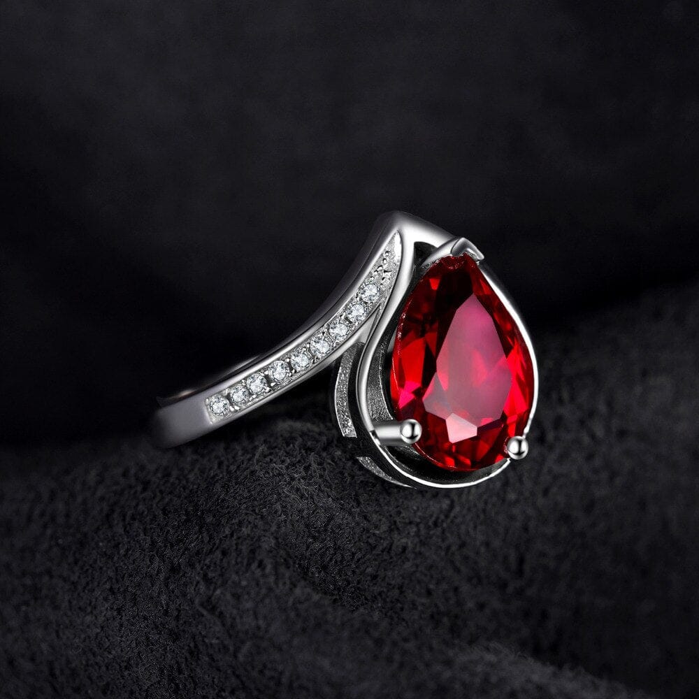 4.9ct Ruby Water Drop Pear Silver RingRing