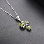 Leaves&Branches Peridot Pendant Solid 925 Sterling Silver Gemstone NecklaceNecklace