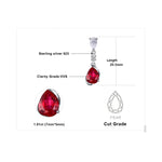 1.9ct Pear Red Ruby 925 Sterling Silver Drop Earrings