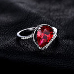 4.9ct Ruby Water Drop Pear Silver RingRing