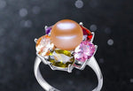 5 Gemstones and a Pearl Resizable Silver RingRing