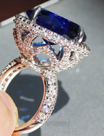 15*15mm Huge Princess Cut Sapphire Silver RingRing