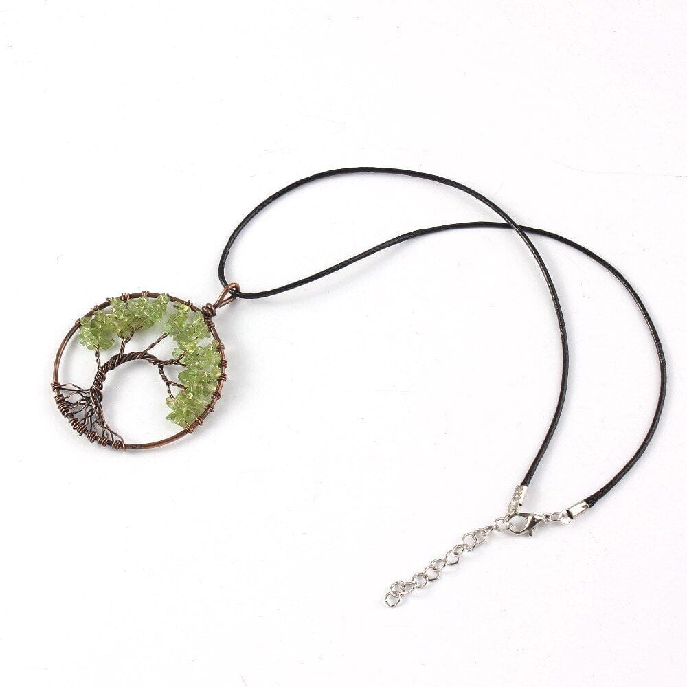 Handmade Peridot Stones Tree Of Life NecklaceNecklace