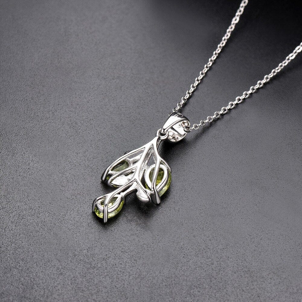 Leaves&Branches Peridot Pendant Solid 925 Sterling Silver Gemstone NecklaceNecklace