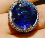 15*15mm Huge Princess Cut Sapphire Silver RingRing