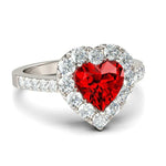 Garnet Zirconia Heart for Women Jewelry RingNJ58Silver