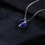 3.3ct Square Created Blue Sapphire 925 Sterling Silver Pendant (only)