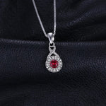 Infinity Ruby 925 Sterling Silver Halo Pendant Necklace for Woman0