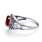 3Ct Ruby Crystal Butterfly Classic Luxury Solid 925 Sterling SilverRing