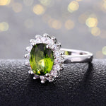 Luxury Peridot Flower Silver Ring for Women