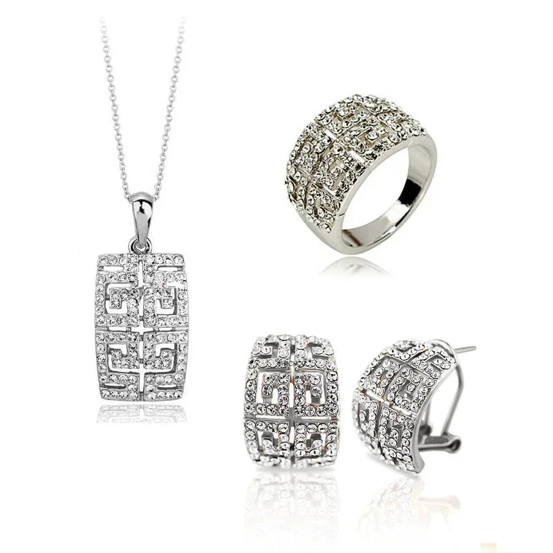 2025 New Design Austria Crystal Jewelry Set For Womensilver set 318