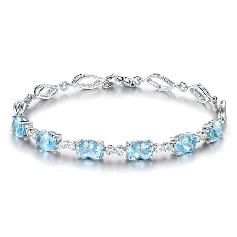 Silver Sky Blue Aquamarine Bracelets Gemstone