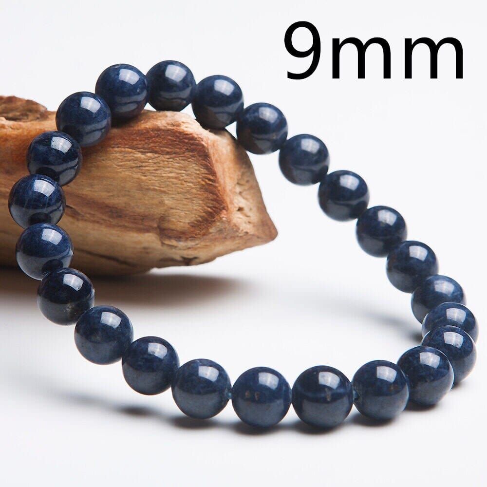 Genuine Natural Blue Sapphire Gemstone Strand BraceletBracelet9mm