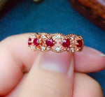 3mm Natural Ruby Rose Gold Inlaid 925 Sterling RingRing