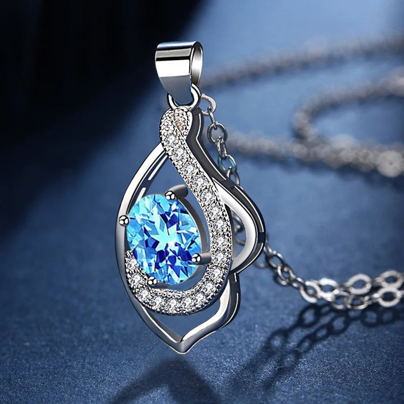 Galant 925 Sterling Silver Ruby NecklacesBlue45cm