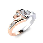 925 Sterling Silver Two-Tone White Sapphire Heart Ring for Women