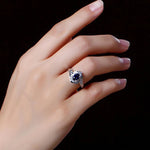 Classic 925 Silver Jewelry Ring Oval Sapphire Gemstones Finger Rings