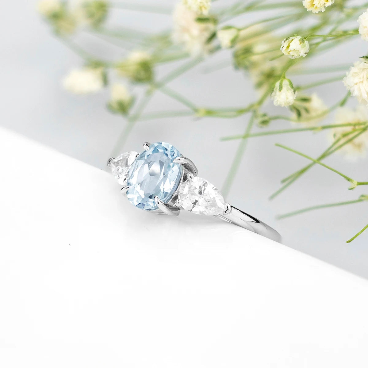 3.6 Carats Genuine Aquamarine Gemstone Light Blue Faced Cut
