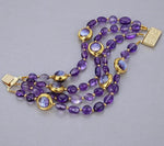 4Rows Natural Purple Amethysts Rough With Electroplated Edge