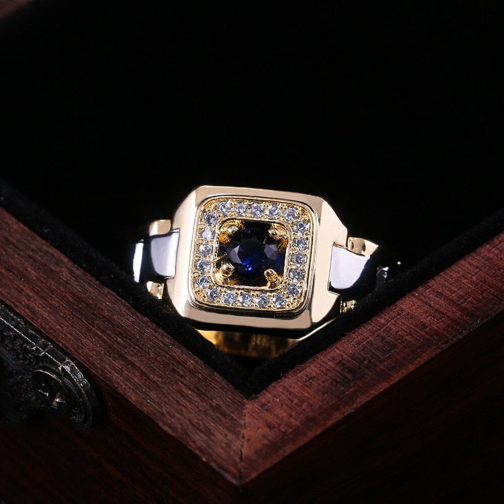 18K Yellow and Rose Gold 1 Carat Sapphire Diamond RingRing