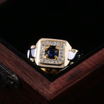 18K Yellow and Rose Gold 1 Carat Sapphire Diamond RingRing