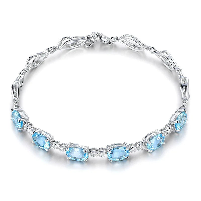 Silver Sky Blue Aquamarine Bracelets Gemstone