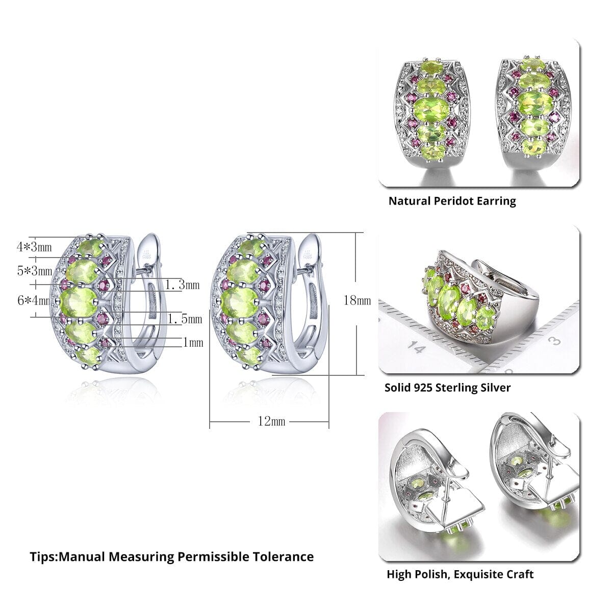 2.85 Carats Peridot 925 Sterling Silver Hoop EarringsEarrings