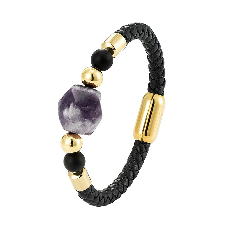 Geometric Shape Natural Amethyst Energy BraceletBXGM-1074003CHINA