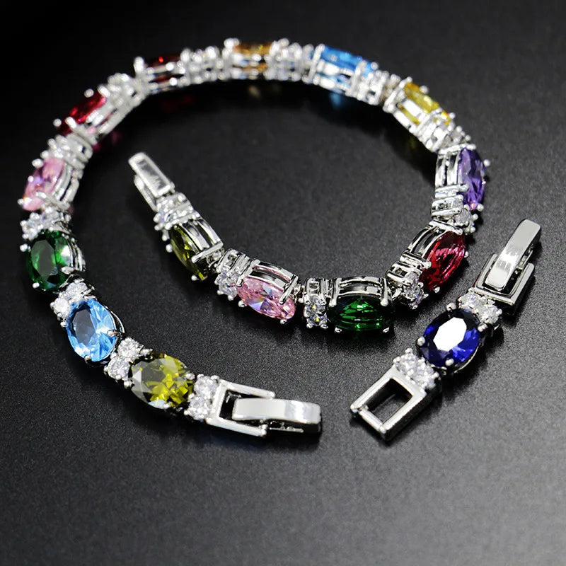 Multi Gemstones 925 Sterling Silver BraceletBracelet