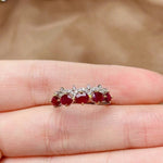 5 Pieces Natural Ruby 925 Sterling Silver RingRing