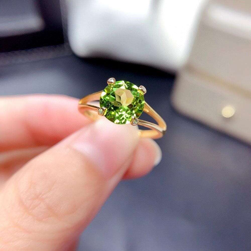 2ct Solitaire Cut Peridot Gold Filled 925 Sterling Silver RingRing