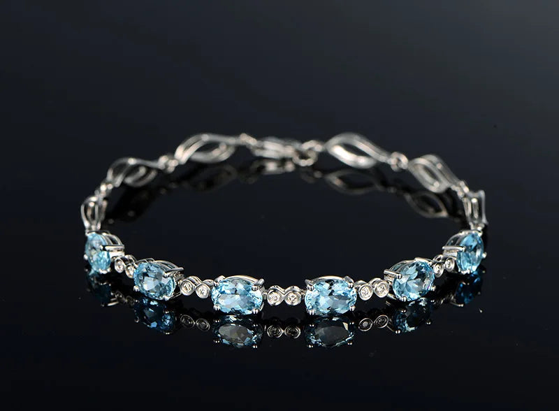 Silver Sky Blue Aquamarine Bracelets Gemstone