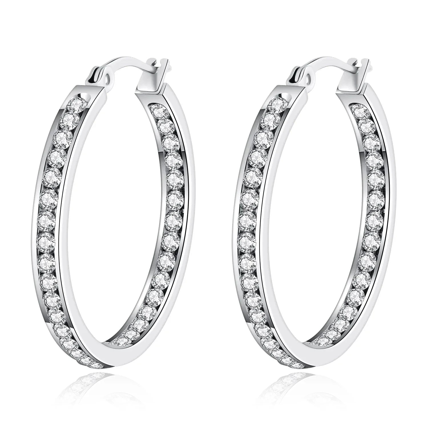 6 Color Small Hoop Earrings with Cubic Zirconia Gold/Silver Plated Stainless Steel EarringFH9068